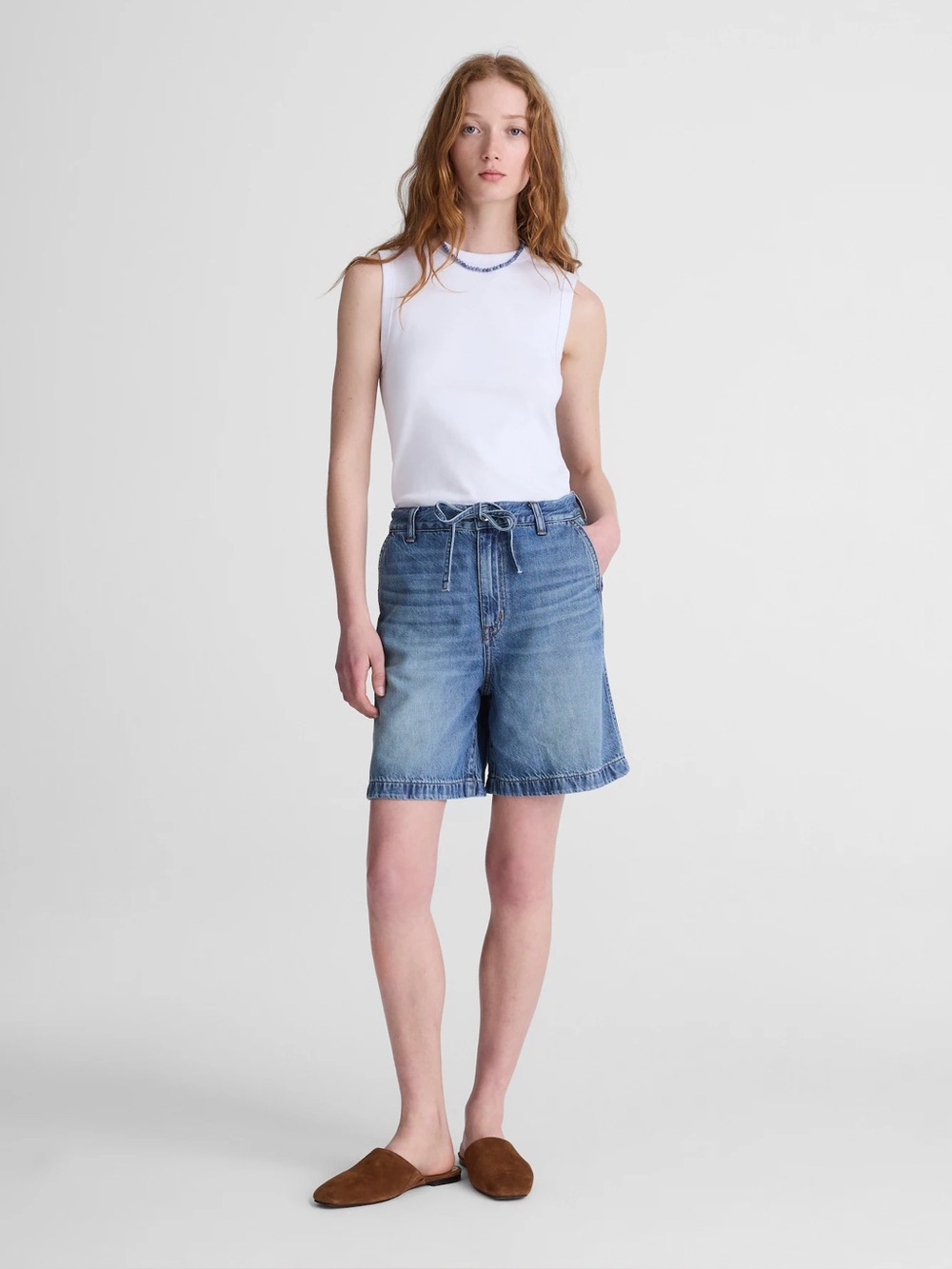 Madewell The Drawstring Short in Airy Denim